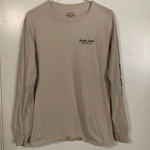 Tan Mens Death Coast Supply Long Sleeve Tee